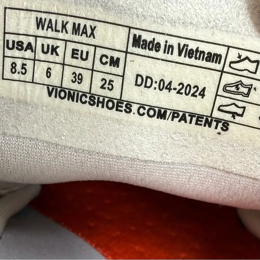 VIONIC Women’s Sz 8.5 Walk Max Sneaker Cream/Tangerine Tango Comfortable Mesh